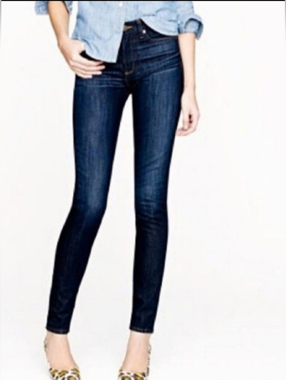 J.Crew Womens Toothpick Skinny Stretch dark Denim Jeans Size 25 Mid Rise Ankle